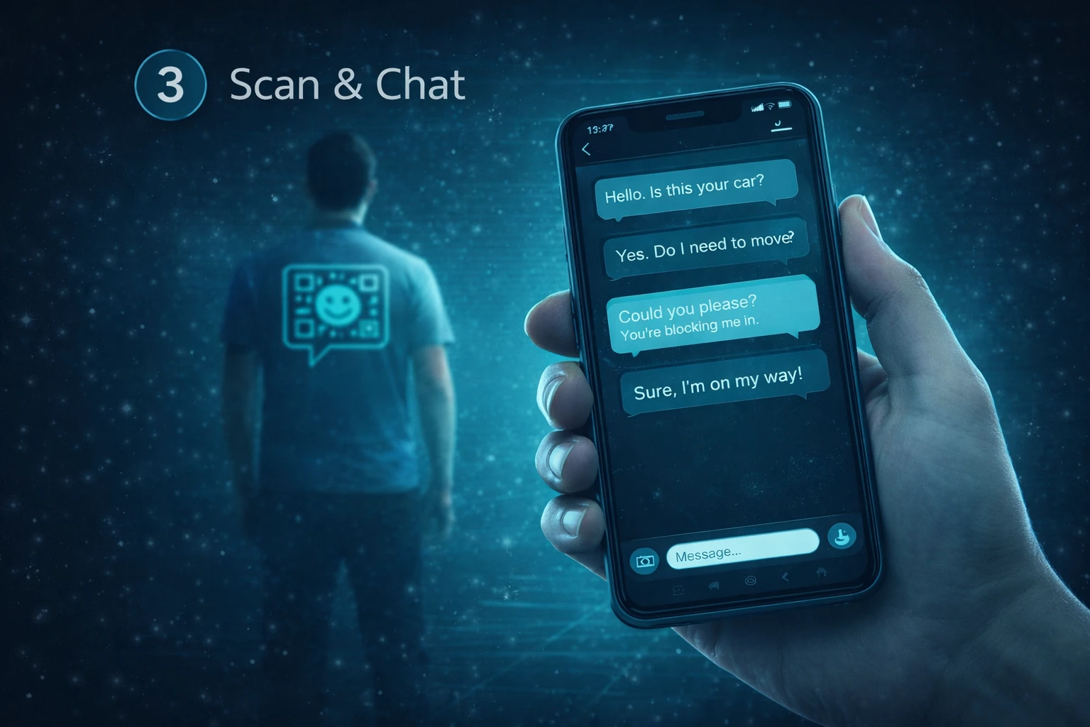 Scan and chat on mobile illustration